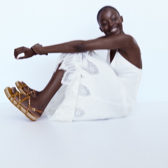 🆕ZARA Women’s Spit Studded Tan Suede Sandals Strappy Espadrilles Size 6.5 - Picture 5 of 7